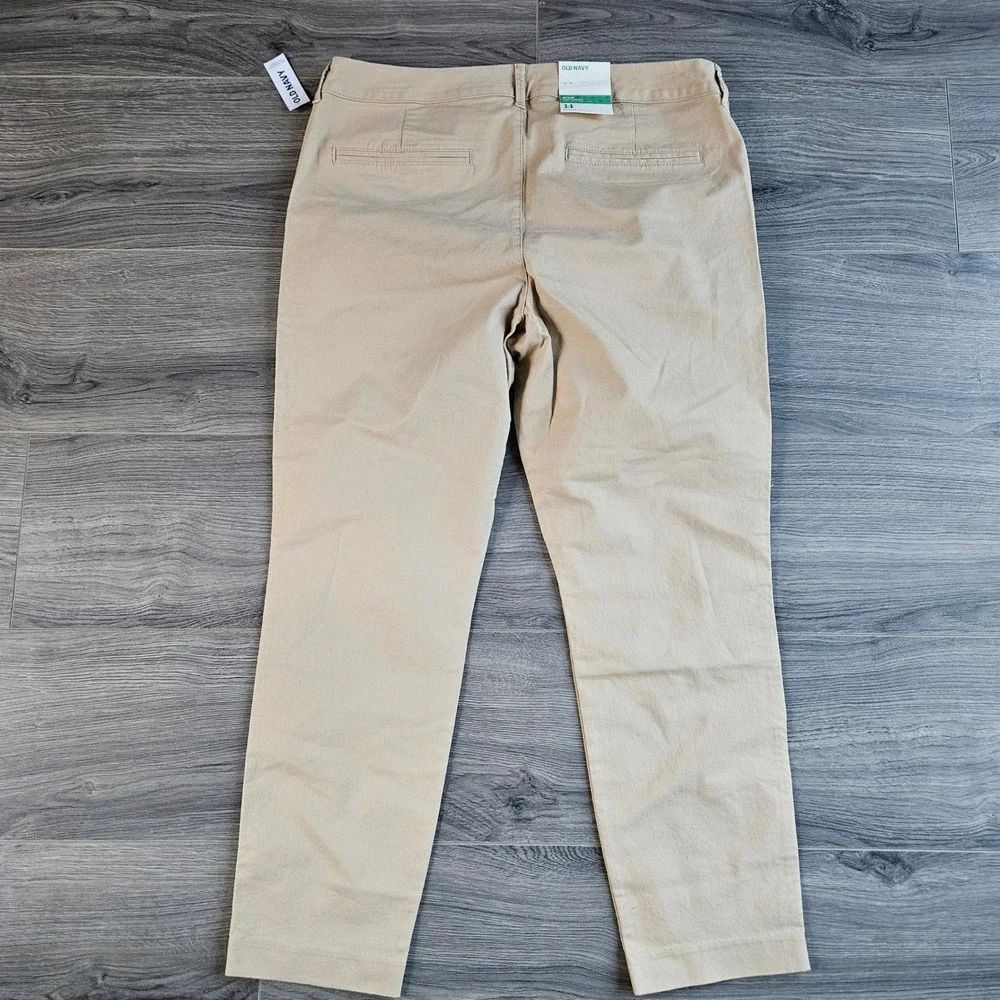 Old Navy Pixie Chino Ankle Pants Womens 14 Tan Khaki Stretch Mid Rise Slim New - Picture 7 of 11